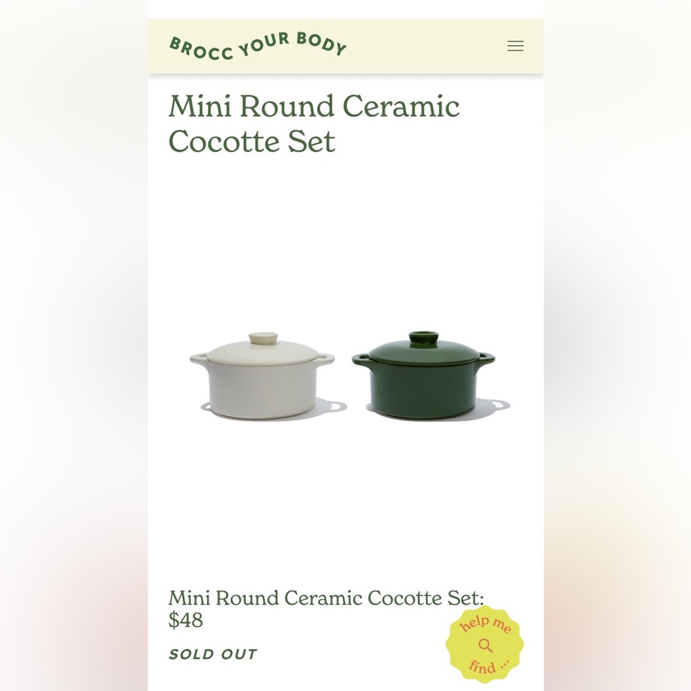 BROCC YOUR BODY Mini Round Ceramic Cocotte Set